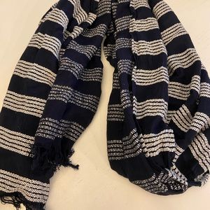J. Crew Wrap/Scarf Navy and White